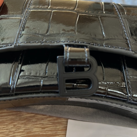 Balenciaga Hourglass Croc Embossed Leather Key Chain Card Case - Picture 10 of 10